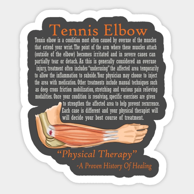 Physical Therapy Tennis Elbow Sticker by TherapyTees